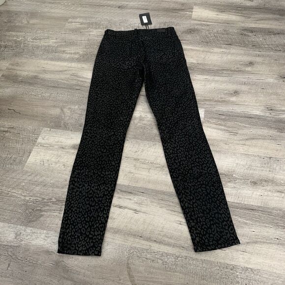 PAIGE Jeans Womens 26 HOXTON Ultra Skinny Denim Leopard Black High Rise NEW - Picture 7 of 7